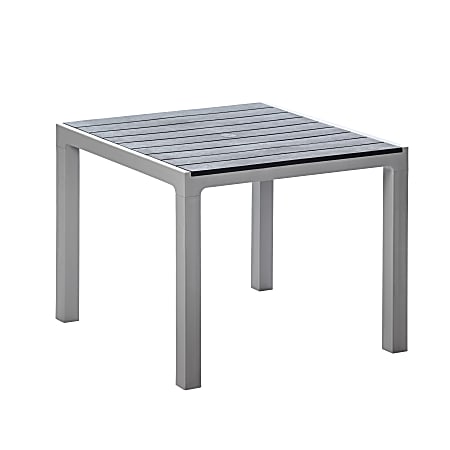 Inval Madeira 4-Seat Square Plastic Patio Dining Table, 29-3/16” x 35-7/16”, Gray/Slate