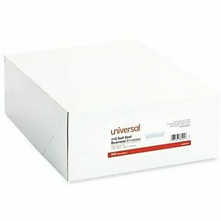 Universal Envelope - Business - #10 - 24 lb - White - Paper Stock, Wove - 500 / Box