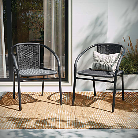 Flash Furniture Lila Restaurant Stack Chairs GrayBlack Pack Of 2