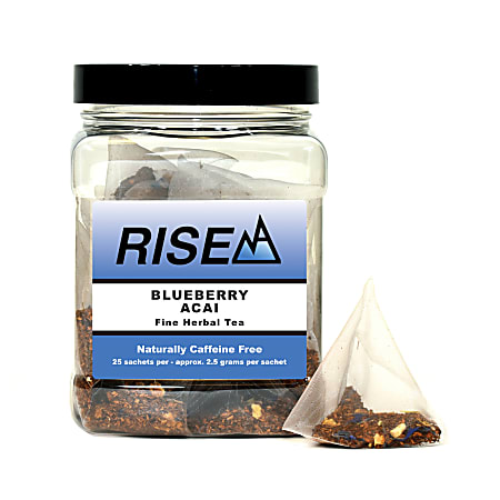 RISE NA Blueberry Acai Tea, 8 Oz, Canister Of 25 Sachets