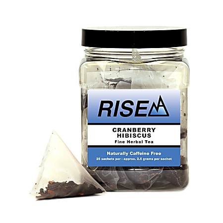 RISE NA Cranberry Hibiscus Tea, 8 Oz, Canister Of 25 Sachets