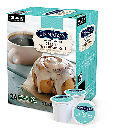 Cinnabon Classic Single-Serve Coffee K-Cup® Pods, Cinnamon Roll, Carton Of 24