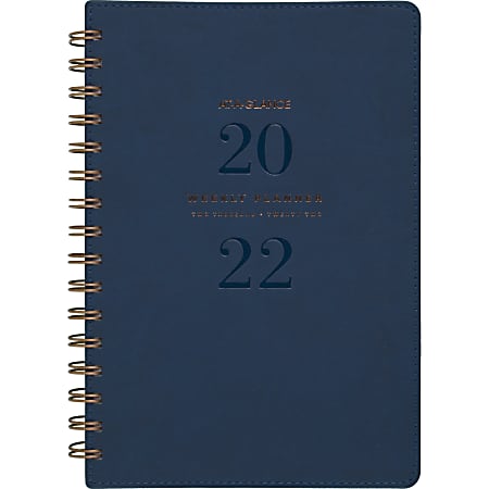 AT-A-GLANCE® 13-Month Signature Collection Weekly/Monthly Planner, 5-1/2" x 8-1/2", Navy, January 2022 To January 2023, YP20020