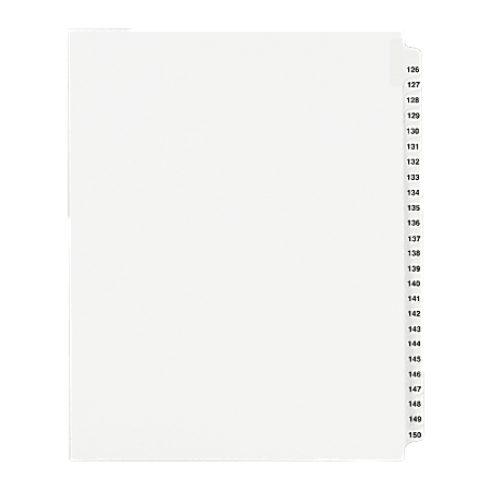 Avery® Standard Collated Legal Dividers Avery® Style, 8 1/2" x 11", White Dividers/White Tabs, 126-150, Pack Of 25