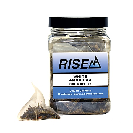 RISE NA White Ambrosia Tea, 8 Oz, Canister Of 25 Sachets