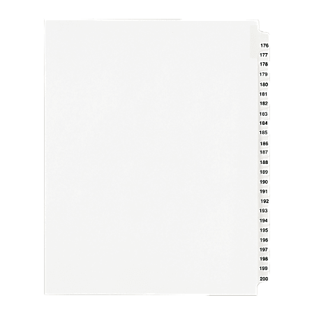 Avery®  Standard Collated Legal Dividers, Avery® Style, 8 1/2" x 11", White Dividers/White Tabs, 176-200, Pack Of 25