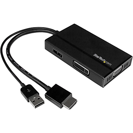 StarTech.com Travel A/V 3-in-1 HDMI To DisplayPort VGA or DVI HDMI Adapter