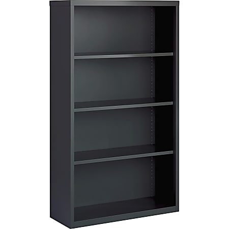 Lorell® Fortress Steel 60"H 4-Shelf Bookcase, Charcoal