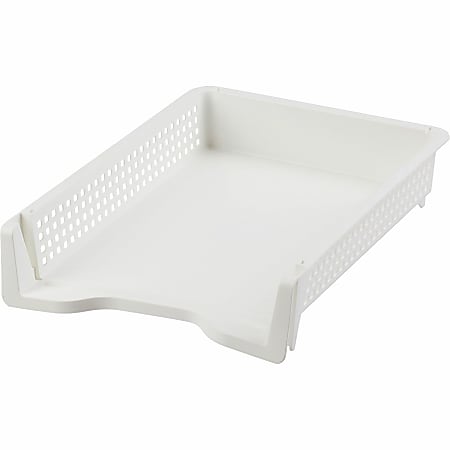 Business Source Stackable Letter Tray - Stackable, Front Loading - Black - Plastic - 1 Each