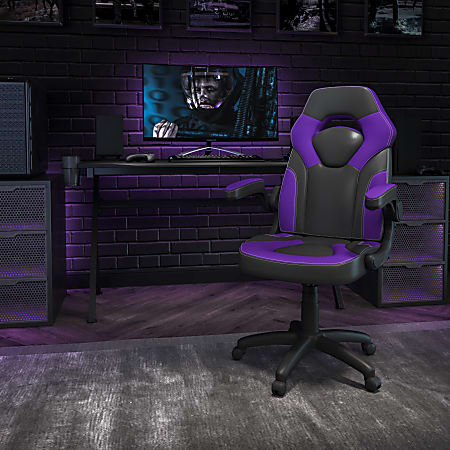 Flash Furniture X10 Ergonomic LeatherSoft High-Back Racing Gaming Chair, Purple/Black