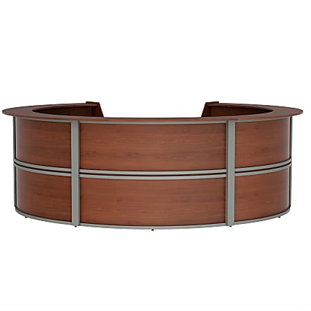 Linea Italia, Inc. 142"W Curved Modern Reception Desk, Cherry