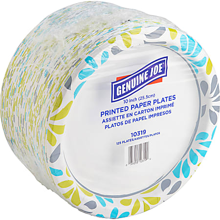 Genuine Joe Printed Paper Plates 125 Pack Disposable Assorted 500