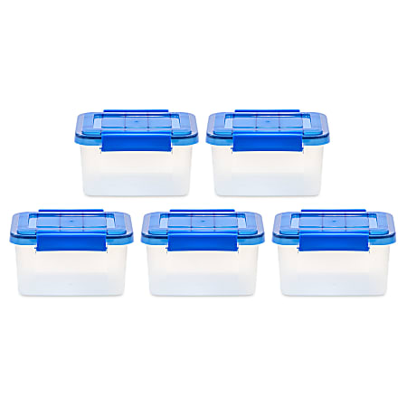 Iris Ultimate Weathertight Storage Boxes, 11-1/2”L x 12-7/16”W x 10-1/4”H, 6.5 Qt, Clear, Set Of 5 Boxes