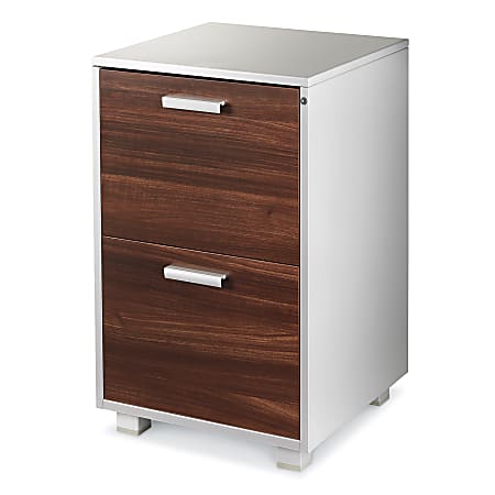 WorkPro® ModOffice™ Pedestal File With Lock, 2 Drawers, 29"H x 18"W x 18"D, Walnut