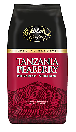 Gold Coffee Company Whole Bean Coffee,Tanzania Peaberry, 2 Lb Per Bag