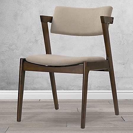 Glamour Home Auden Upholstered Fabric Dining Accent Chairs, Beige/Dark Brown, Pack Of 2 Chairs