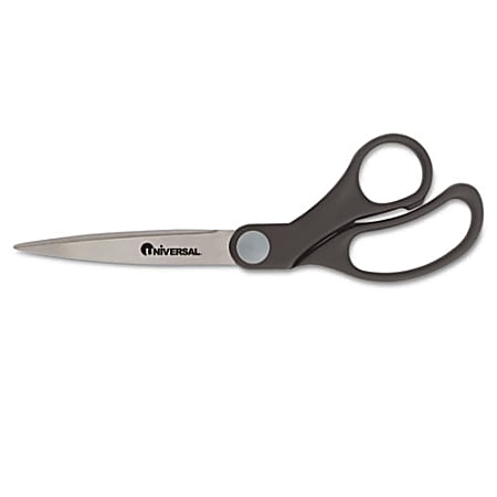 Universal 92010 Economy Scissors - 3.75" Cutting Length - 8" Overall Length - Pointed - Bent-left/right - Stainless Steel - Black