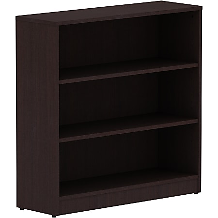 Lorell® Essentials 3-Shelf Laminate Modular Shelving Bookcase,36"H x 36"W x 12"D, Espresso