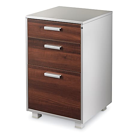 WorkPro® ModOffice™ Pedestal Storage & File Cabinet, 3 Drawers, 29"H x 18"W x 18"D, Gray/Walnut