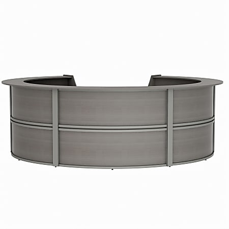 Linea Italia 142"W Curved Modern Reception Computer Desk, Ash