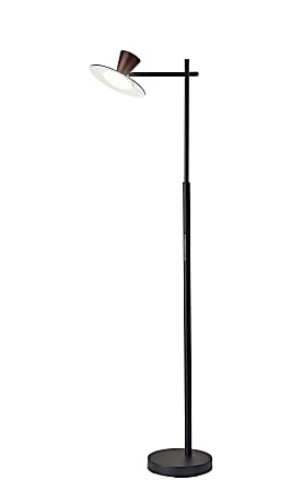 Adesso® Elmore LED Floor Lamp With Smart Switch, 56"H, Walnut/Black