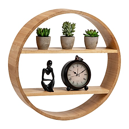 Mind Reader Circular Floating Shelf, 18"H x 4"W x 18"D, Brown