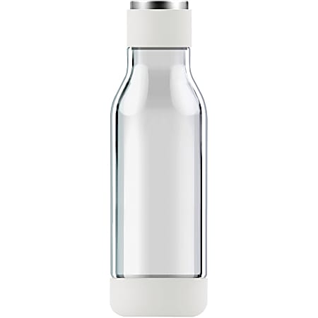 asobu 17-Ounce Inner Peace Glass Water Bottle (Clear) - 17 fl oz - Clear, White - Glass, Tritan, Silicone