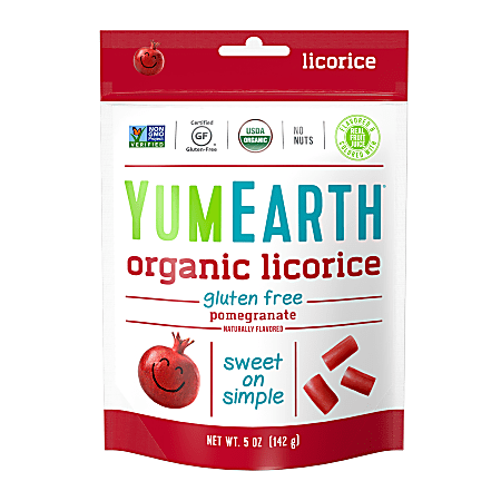 Yummy Earth Organic Gluten-Free Licorice, Pomegranate, 2 Oz, Pack Of 12 Bags