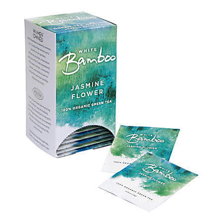 White Bamboo Organic Tea, Jasmine Flower, 8 Oz, 25 Tea Bags Per Box, Carton Of 6 Boxes