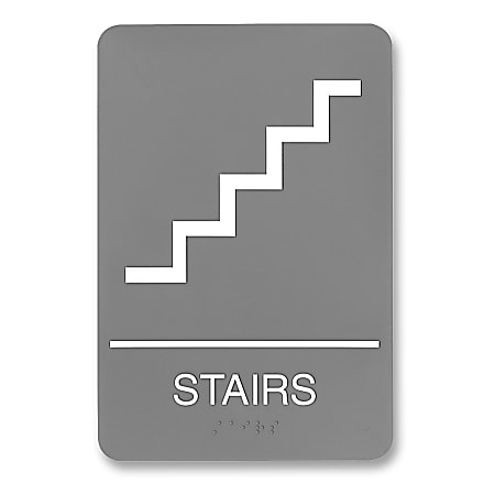 U.S. Stamp & Sign ADA Sign, 6" x 9", "Stairs", Gray/White