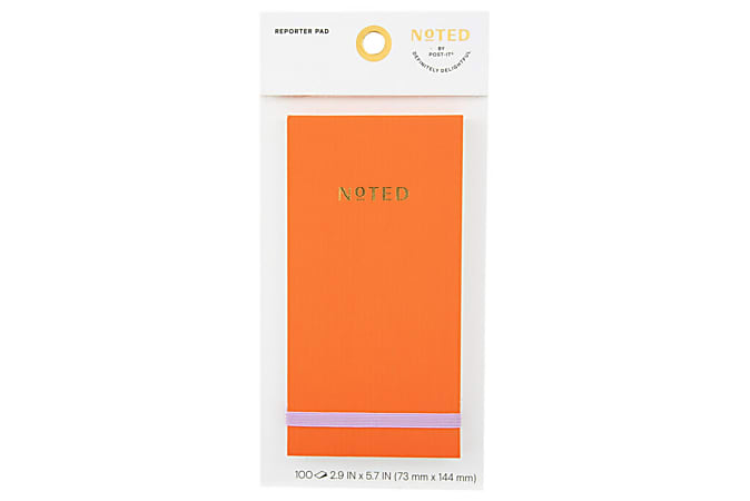 Noted by Post-it, Orange Notepad with White Lined Notes and Lilac band,100 Total Notes Sheets, 1 Pad/Pack,  2.9 in. x 5.7 in., 100 Sheets/Pad