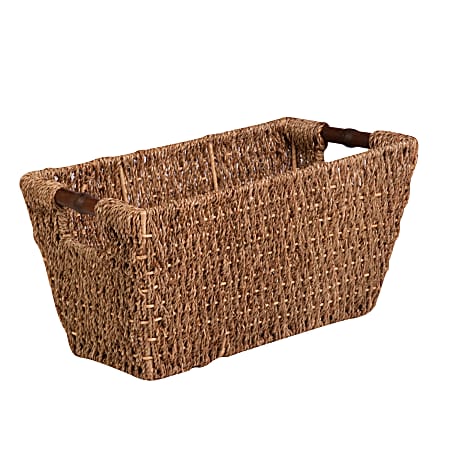 Honey-Can-Do Seagrass Basket With Handles, Medium Size, 8" x 8" x 17", Brown/Natural