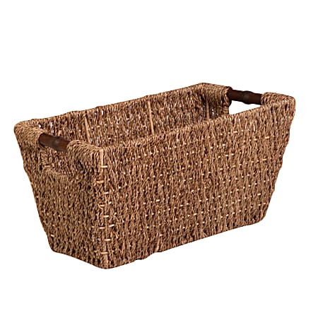 Honey-Can-Do Seagrass Basket With Handles, Medium Size, Brown/Natural