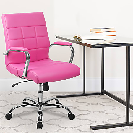 Flash Furniture Vinyl Mid-Back Executive Office Chair, Pink