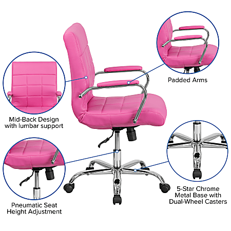 Flash Furniture Vinyl Mid Back Executive Office Chair Pink