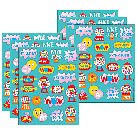 Eureka Scented Stickers, Bubblegum, 80 Stickers Per Pack, Set Of 6 Packs