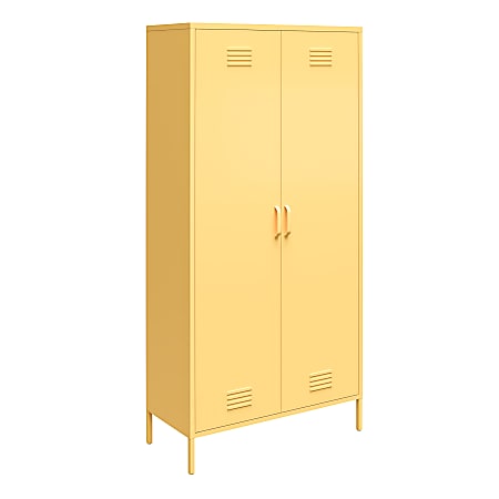 Ameriwood™ Home Cache Tall 2-Door Metal Locker Cabinet, 72-7/8”H x 35-7/16”W x 15-3/4”D, Yellow