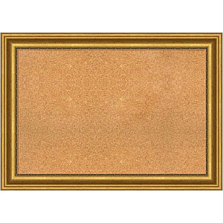 Amanti Art Non-Magnetic Cork Bulletin Board, 42" x 30", Natural, Parlor Gold Plastic Frame