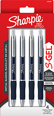 Sharpie S-Gel, Gel Pens, Sleek Midnight Blue Metal Barrel, Medium Point 0.7mm, Black Ink, 4 Count