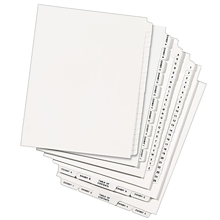 Pack Of 25 R Avery Side Tab Legal Index Exhibit Dividers x 11in. Tab Title 7 8 1/2in 