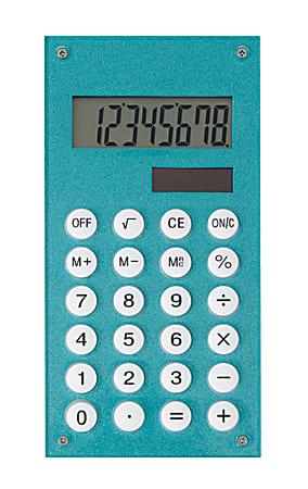 Ativa® 8-Digit Display Desktop Calculator, 4 3/4" x 2 1/2" x 1/4", Glitter Teal