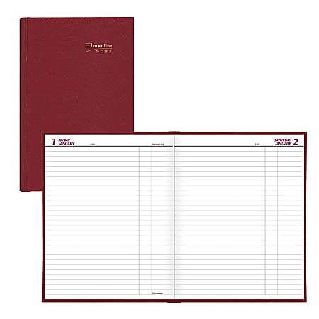 2027 Brownline Traditional Daily Planner, 10" x 7-7/8", 100% Recycled, Red, January To December, C550.RED, Total Qty 1