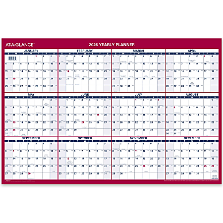 AT-A-GLANCE® 2026 Vertical Horizontal Reversible Yearly Wall Calendar, Large, 24" x 36"