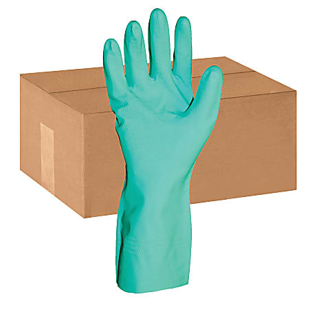 ProGuard Flock Lined Nitrile Gloves, Large, Green, Pack Of 12