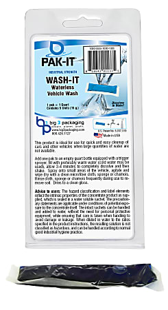 PAK-IT® Wash-IT Waterless Vehicle Wash Packet, Breezy Scent, Pack Of 5