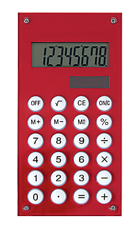 Ativa® 8-Digit Display Desktop Calculator, 4 3/4" x 2 1/2" x 1/4", Red