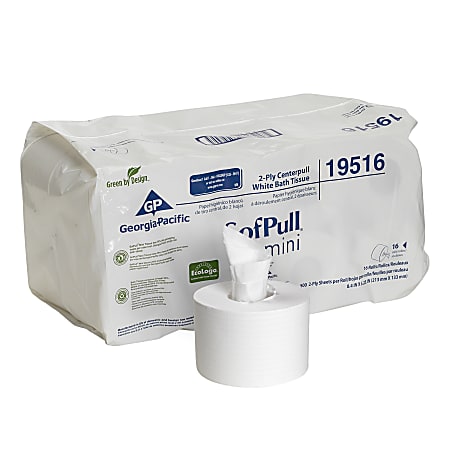 SofPull® Mini High-Capacity Centerpull 2-Ply Toilet Paper, 100% Recycled, 500 Sheets Per Roll, Pack Of 16 Rolls