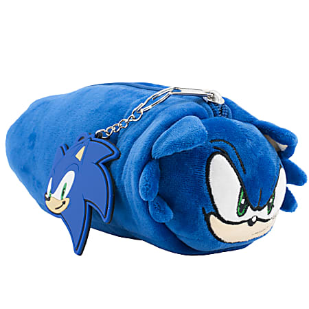 Accessory Innovations Plush Gadget Pencil Case, Sonic The Hedgehog, 7-1/2" x 3-1/2" x 2-1/2", Blue