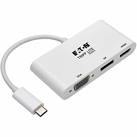 Eaton Tripp Lite Series USB-C Triple Display Adapter, 4K 60Hz HDMI, Displayport and VGA with MST - 1x USB Type C Male Thunderbolt 3 - U44406NHVDPW