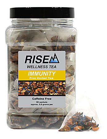 RISE NA Wellness Tea, Green Tea And Rooibos, 8 Oz, Canister Of 50 Sachets